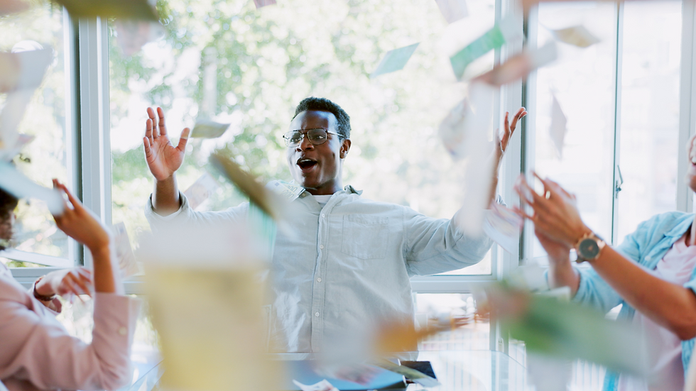man showing financial freedom
