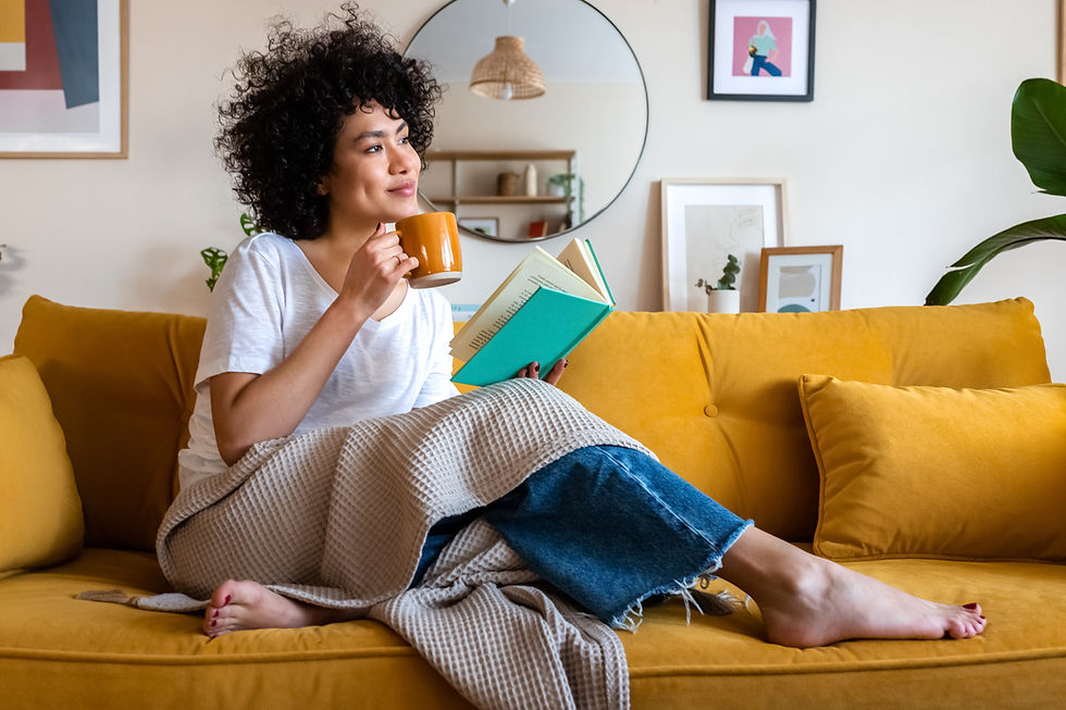 lady holding a book and thinking 