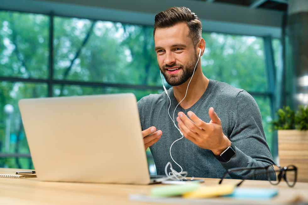 Man having conversation online
