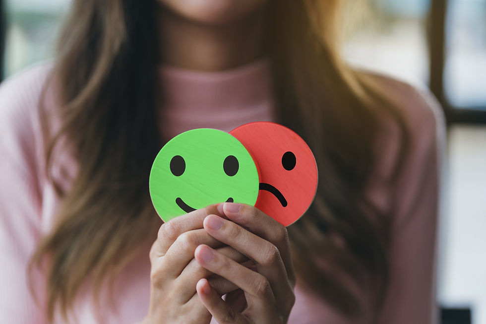 lady holding different emotions