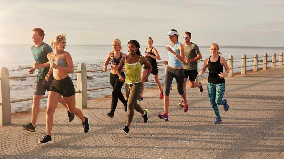 diverse people running