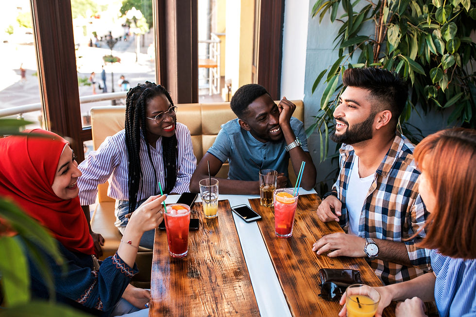 diverse group of friends talking