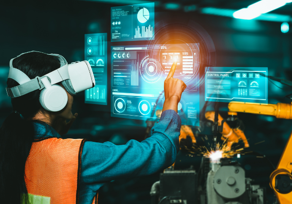 Human working with computer