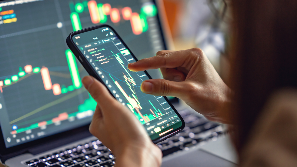 lady checking her investments