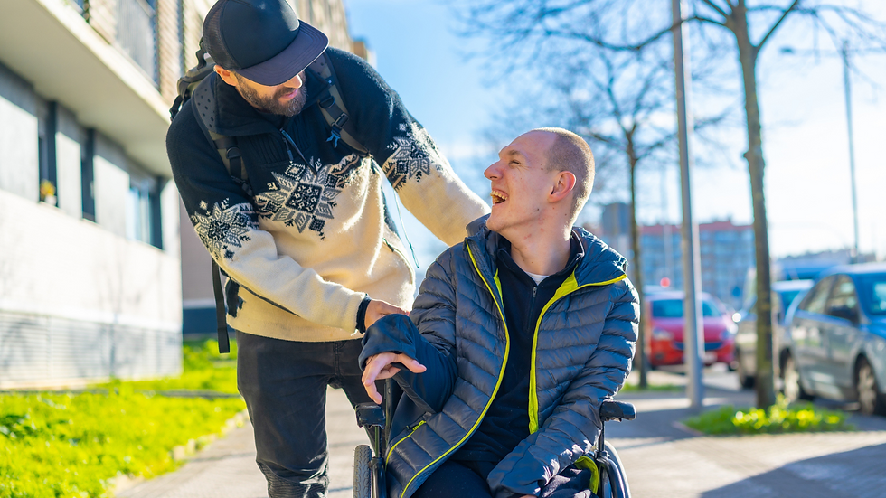 man helping others