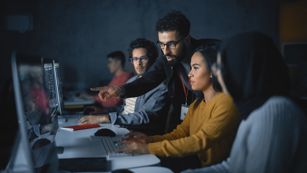 diverse group of people training new skills