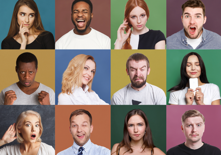 diverse people showing different emotions