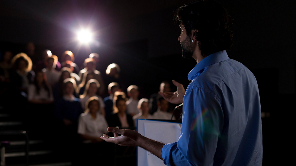 man speaking in public 