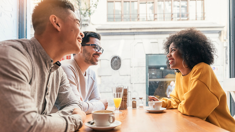 friends talking while having a coffee