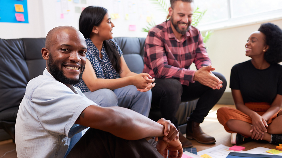 diverse people having conversation