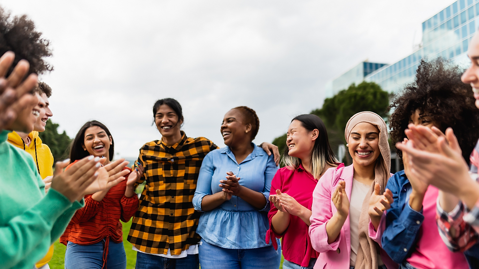 Diverse group of happy people. Emotional Intelligence. Well-being